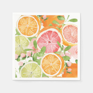 Bright flower and citrus bridal shower napkins