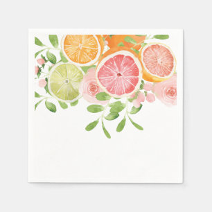 Bright flower and citrus bridal shower napkins