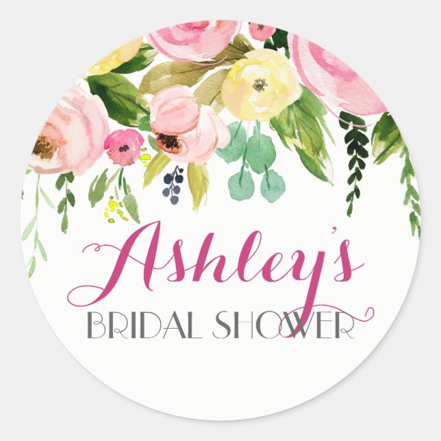 Bright Flower Bridal Shower Sticker (Front)