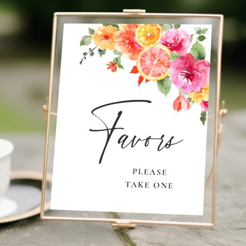 Bright Flower Citrus Slice Bridal Shower Favors Poster