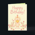 Bright Flower&Cute Cat wearing Hat&Heart Birthday  Card<br><div class="desc">It's the Bright Flower&Cute Cat wearing Hat&Heart Birthday Card Among the bright flowers, the cat wearing a flower hat and holding a heart is lovely. It's designed to look bright and lovely. I hope both the person who uses this card and the recipient will be happier. Deliver your warm heart...</div>