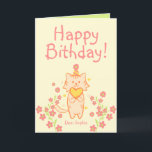 Bright Flower&Cute Cat wearing Hat&Heart Birthday  Card<br><div class="desc">It's the Bright Flower&Cute Cat wearing Hat&Heart Birthday Card Among the bright flowers, the cat wearing a flower hat and holding a heart is lovely. It's designed to look bright and lovely. I hope both the person who uses this card and the recipient will be happier. Deliver your warm heart...</div>
