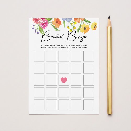 Bright Flower Garden Pink Bridal Shower Bingo Game Invitation