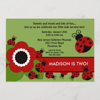Bright Flower & Ladybug Birthday Invitation by celebrateitinvites at Zazzle