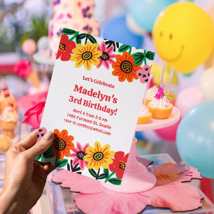 Bright Flower Power Birthday Invitation