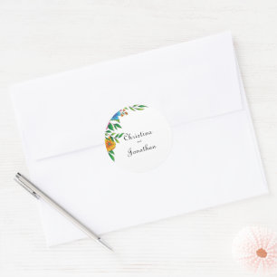 Bright Flower Spring Summer Wedding Return Address Classic Round Sticker