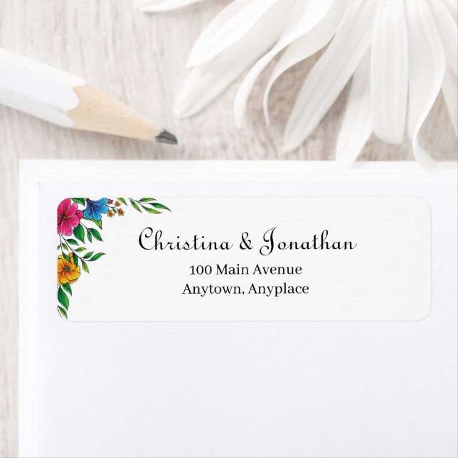 Bright Flower Spring Summer Wedding Return Address Label (Insitu)