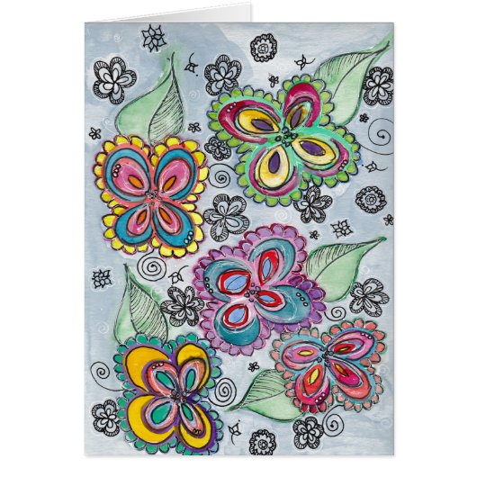 Bright Flower Watercolor card (Front)