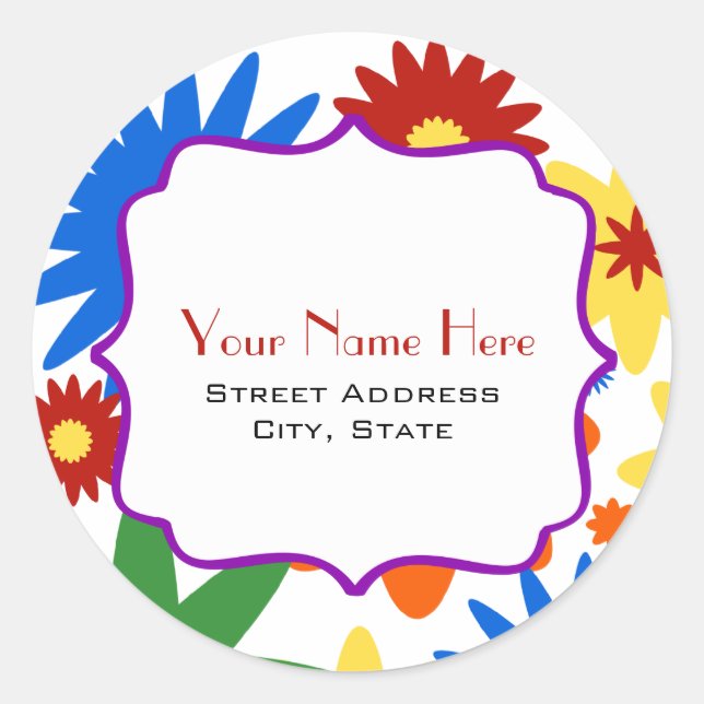 Bright Flowers Address Sticker (Front)