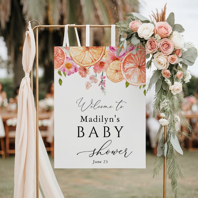 Bright Flowers and Citrus Baby Shower Welcome Foam Board (Creator Uploaded)