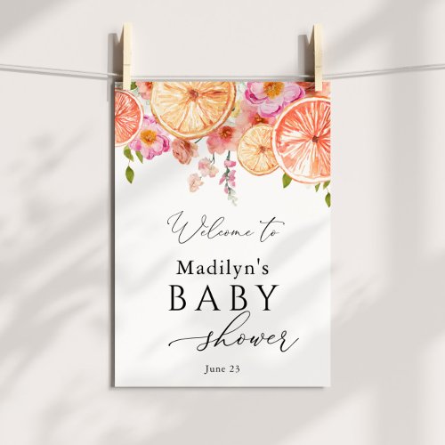 Bright Flowers and Citrus Baby Shower Welcome Poster