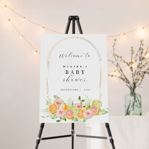 Bright Flowers and Citrus Baby Shower Welcome sign