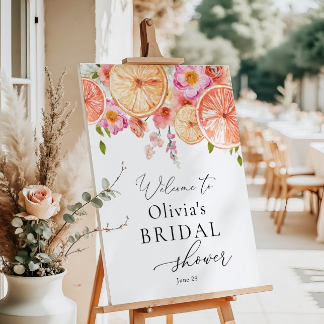 Bright Flowers and Citrus Bridal Shower Welcome Foam Board (Creator Uploaded)