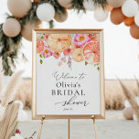 Bright Flowers and Citrus Bridal Shower Welcome Poster<br><div class="desc">Welcome guests to your bridal shower with this beautiful sign,  featuring bright pink flowers and citrus fruit.  Add the guest of honor's name,  shower date and custom welcome text using the fields provided.</div>
