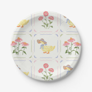 Bright Flowers and Ducks Paper Plates
