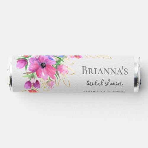 Bright Flowers and Gold Bridal Shower Breath Savers Mints