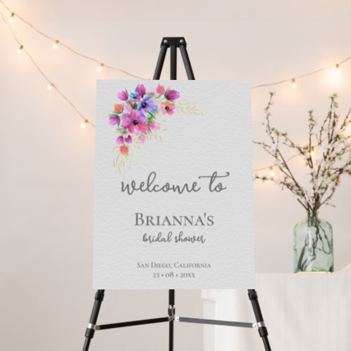 Bright Flowers and Gold Bridal Shower Welcome Foam Board