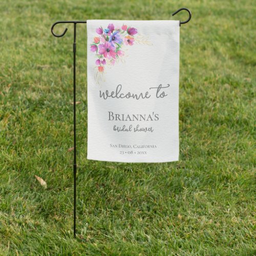 Bright Flowers and Gold Bridal Shower Welcome Hous Garden Flag