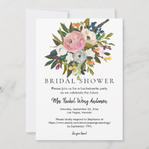 Bright Flowers Boho Bouquet Photo Bridal Shower Invitation