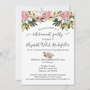 Bright Flowers Boho Floral Retirement Party Photo Invitation