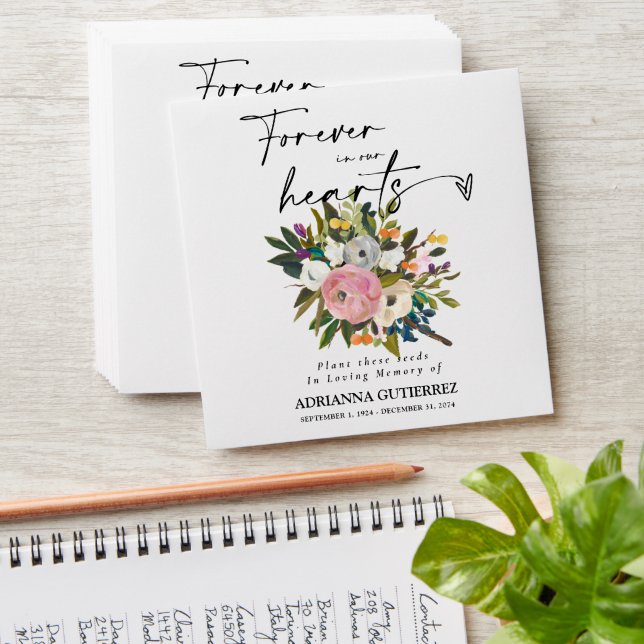 Bright Flowers Boho Seed Packet Memorial Funeral Envelope (Stacked)
