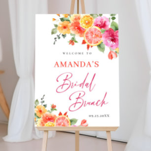 Bright Flowers Floral Citrus Bridal Brunch WELCOME Foam Board