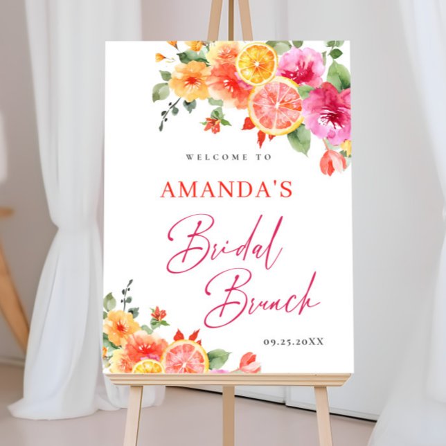 Bright Flowers Floral Citrus Bridal Brunch WELCOME Foam Board (Creator Uploaded)
