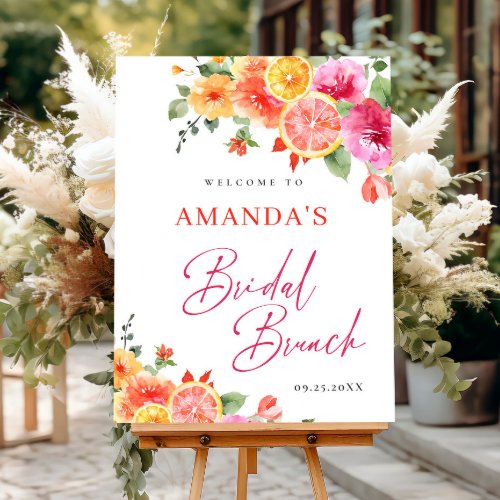 Bright Flowers Floral Citrus Bridal Brunch WELCOME Poster