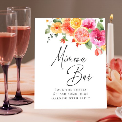 Bright Flowers Floral Citrus Bridal Mimosa Bar Poster