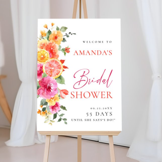 Bright Flowers Floral Citrus Bridal Shower WELCOME Foam Board (Creator Uploaded)