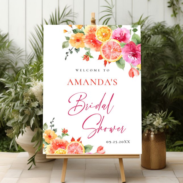 Bright Flowers Floral Citrus Bridal Shower WELCOME Foam Board (Creator Uploaded)