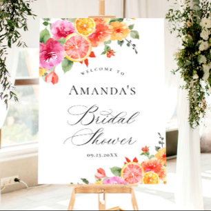 Bright Flowers Floral Citrus Bridal Shower WELCOME Foam Board