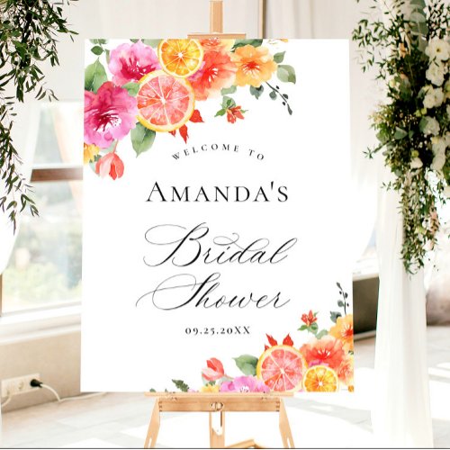 Bright Flowers Floral Citrus Bridal Shower WELCOME Foam Board