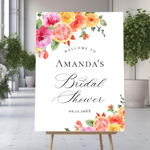 Bright Flowers Floral Citrus Bridal Shower WELCOME Poster