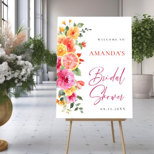 Bright Flowers Floral Citrus Bridal Shower WELCOME Poster