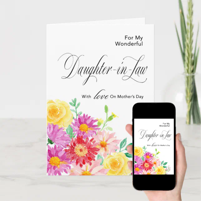 Bright Flowers for DaughterinLaw On Mother's Day Card Zazzle