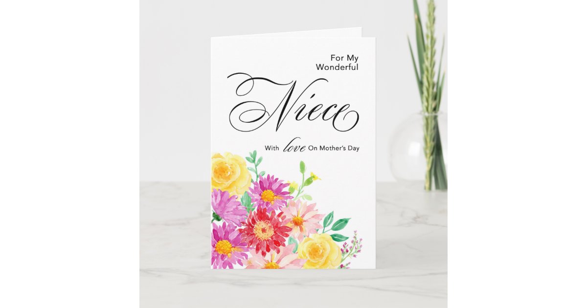 Bright Flowers for Niece On Mother's Day Card Zazzle