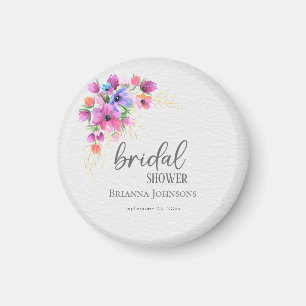 Bright Flowers Golden Greenery Bridal Shower Magnet