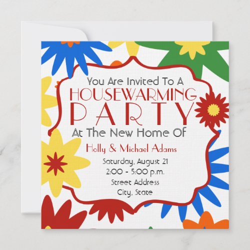 Bright Flowers Housewarming Party Invitation