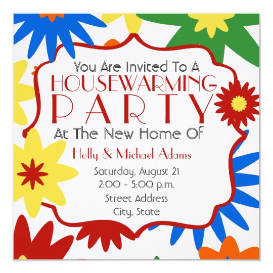 bright flowers housewarming party invitation zazzle