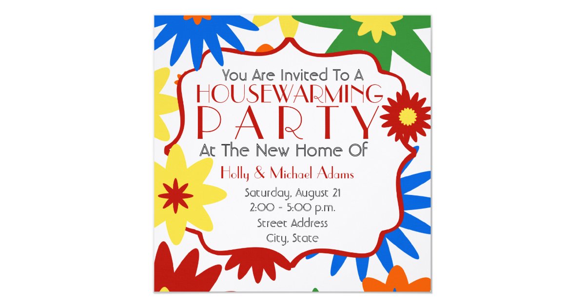Bright Flowers Housewarming Party Invitation Zazzle