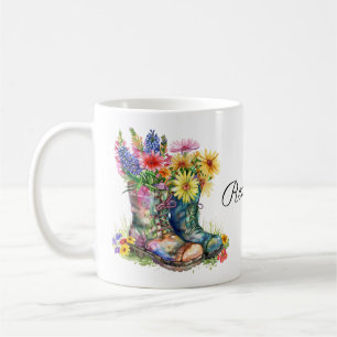 Bright Flowers in Boots Coffee Mug
