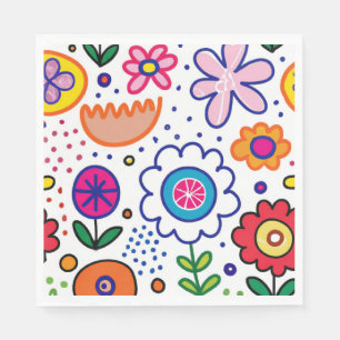 Bright flowers in cartoon napkins