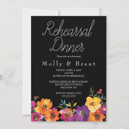 BRIGHT FLOWERS MEXICAN REHEARSAL DINNER INVITATION