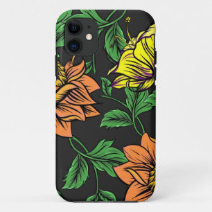 Bright Flowers Pop from Black Background iPhone 11 Case