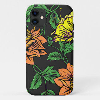 Bright Flowers Pop from Black Background iPhone 11 Case