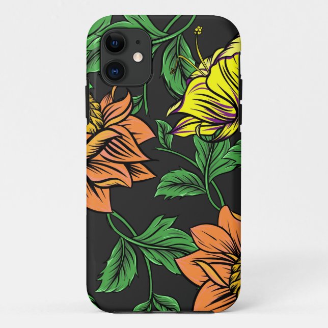 Bright Flowers Pop from Black Background Case-Mate iPhone Case (Back)