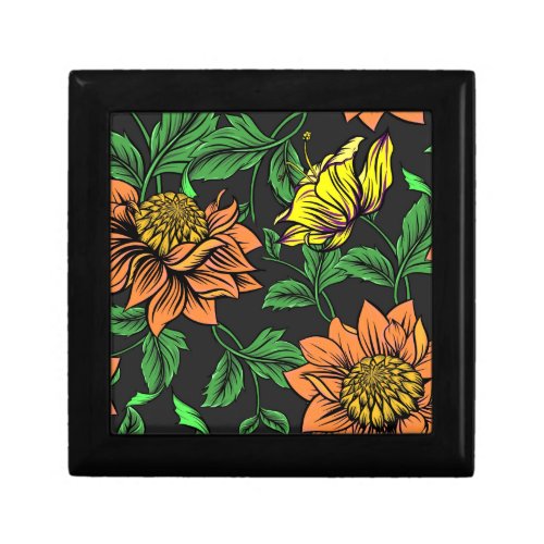 Bright Flowers Pop from Black Background Gift Box