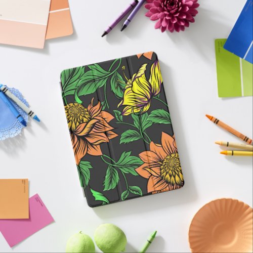 Bright Flowers Pop from Black Background iPad Air Cover