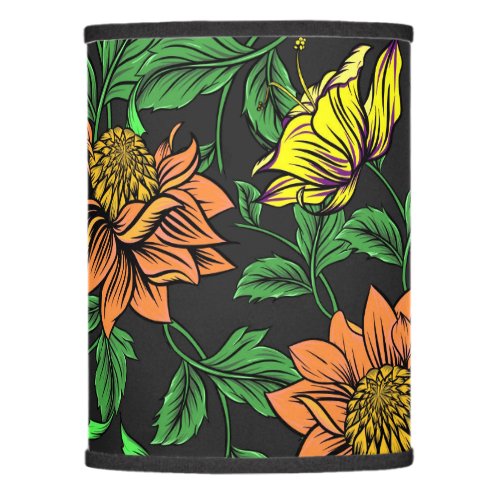 Bright Flowers Pop from Black Background Lamp Shade